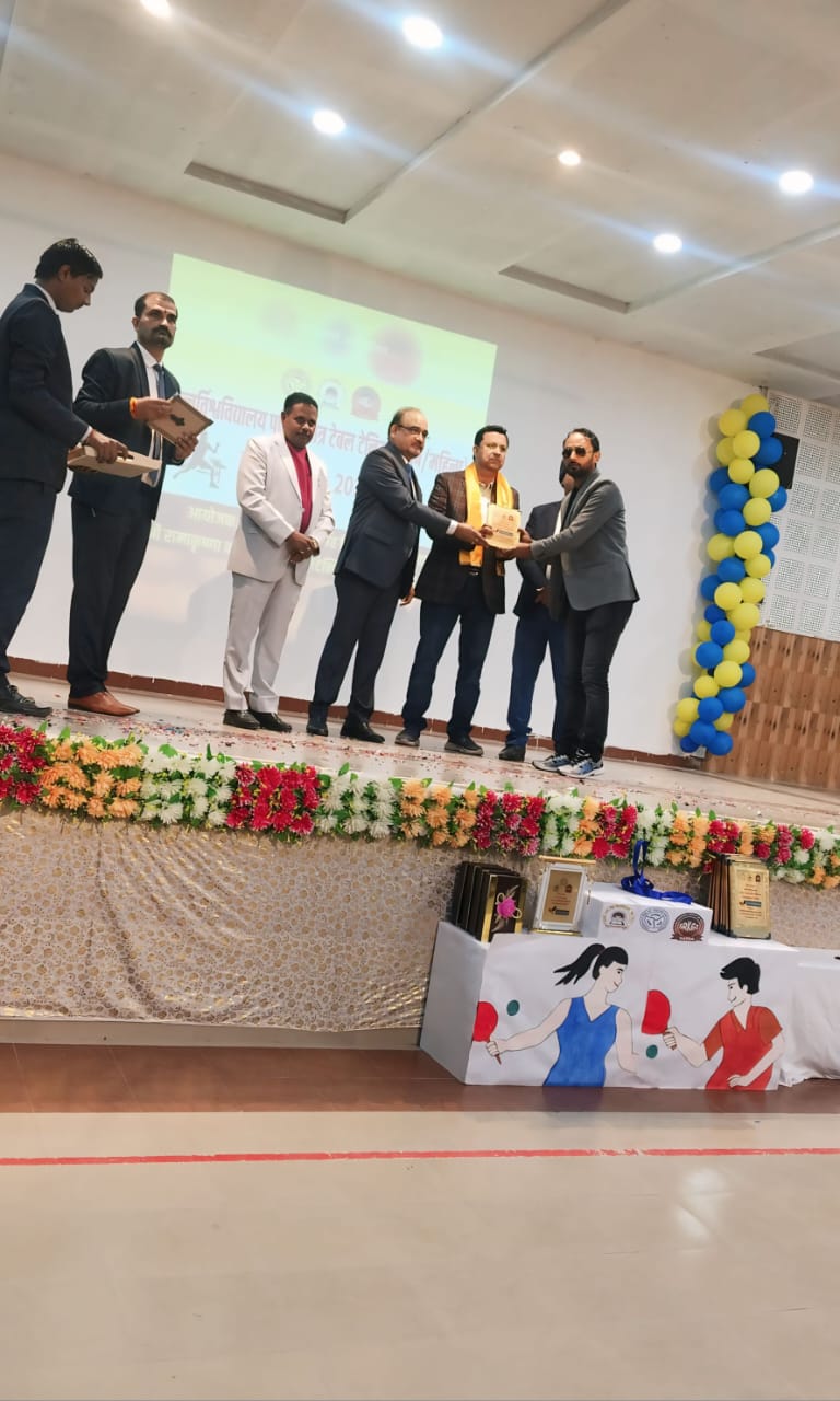 Sports awards ceremony on stage - Dignitaries presenting awards to outstanding athletes and coaches